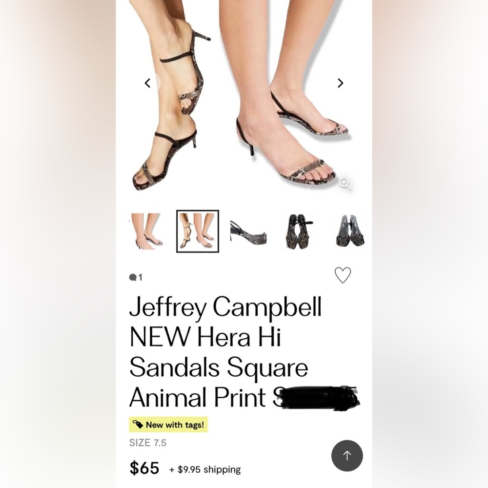 Jeffrey Campbell Black and Brown Snakeskin Slide Sandals - Picture 7 of 7